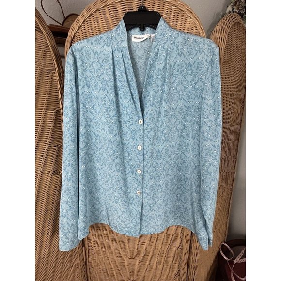 Weathervane Tops Vintage Blouse 97 Size 16 Tween Secretary Blue